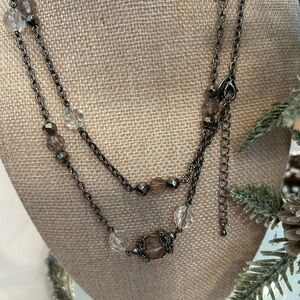 NEW YORK & Co. Black and Brown Layered Necklace with Beads NWOT